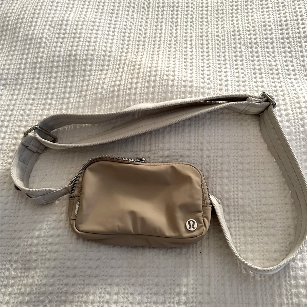 Lululemon Belt Bag - Beige with Striped Belt